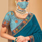 Classic Raw Silk Blue Embroidered Saree