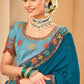 Classic Raw Silk Blue Embroidered Saree