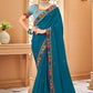 Classic Raw Silk Blue Embroidered Saree