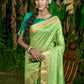 Bandhani Saree Raw Silk Green Woven Saree