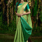 Bandhani Saree Raw Silk Green Woven Saree