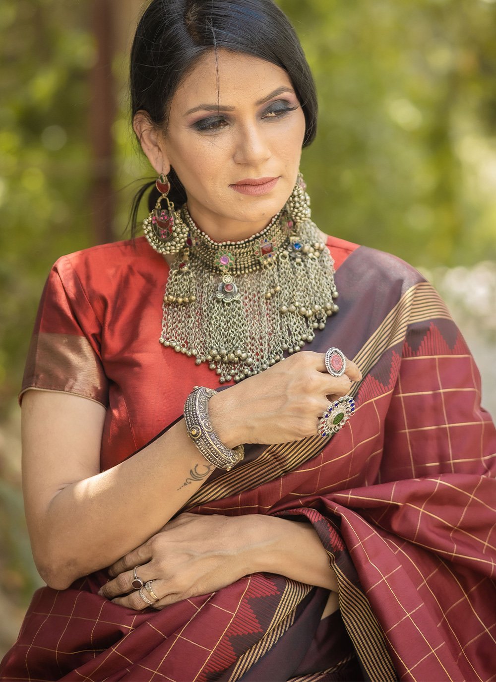 Classic Raw Silk Brown Woven Saree