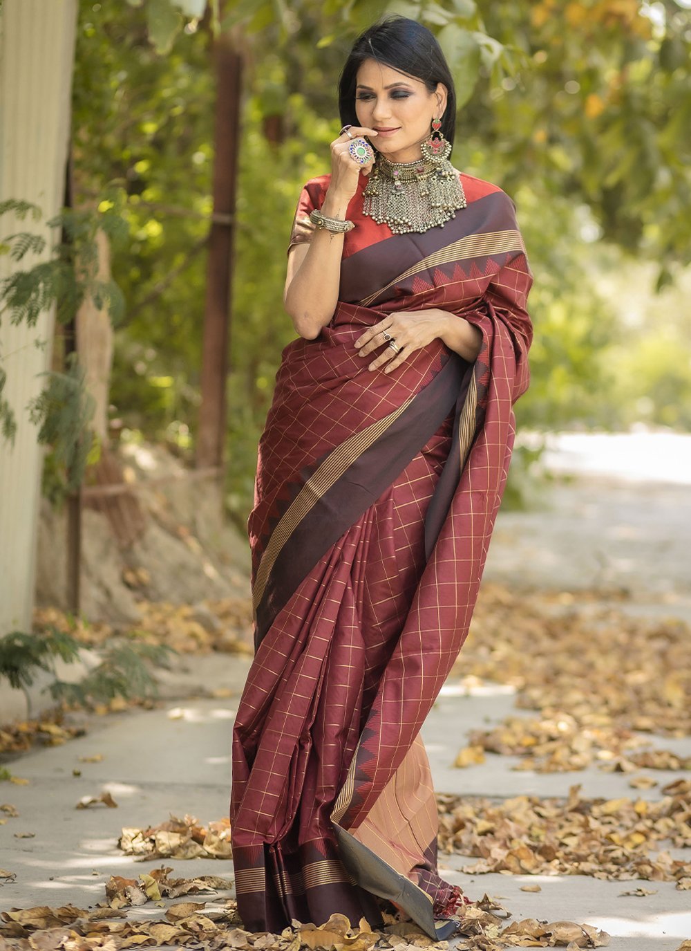 Classic Raw Silk Brown Woven Saree