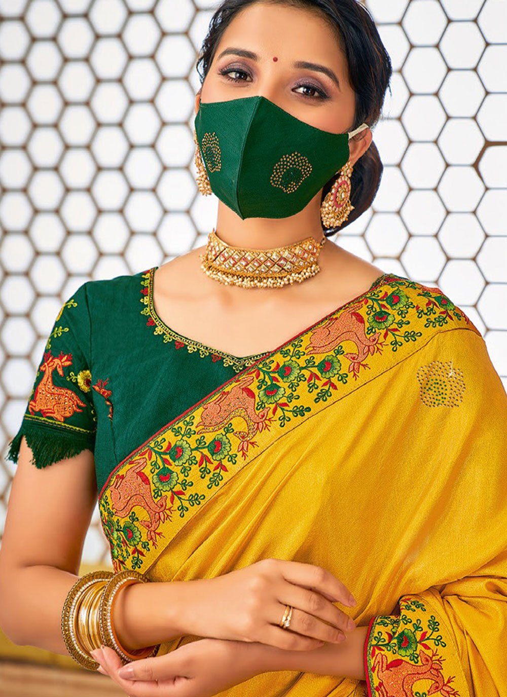 Trendy Saree Raw Silk Yellow Embroidered Saree