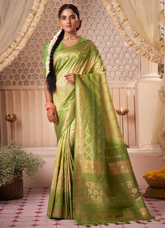 Classic Raw Silk Green Weaving Saree