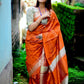 Contemporary Raw Silk Orange Weaving Saree