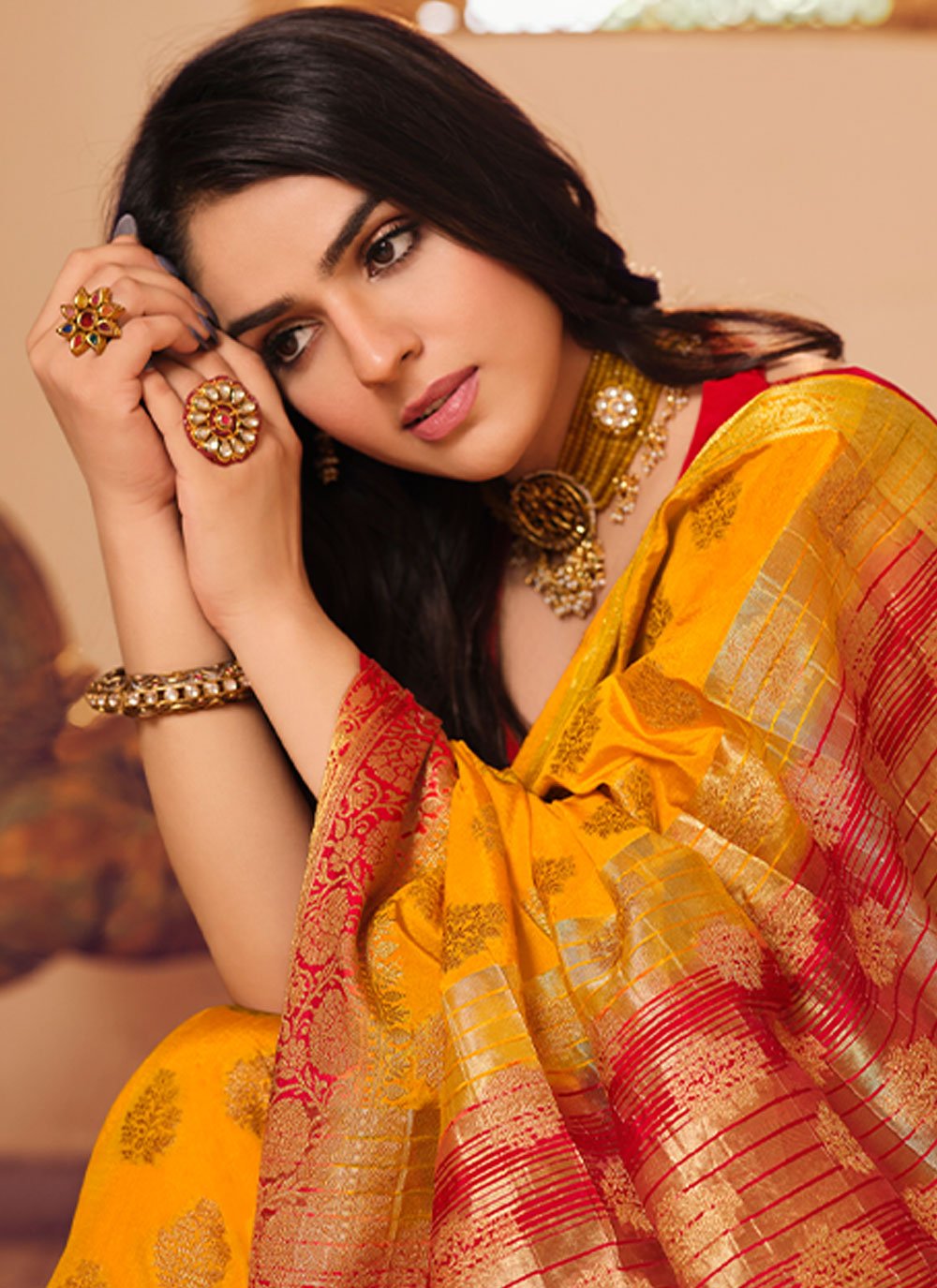 Trendy Saree Raw Silk Orange Woven Saree