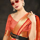 Classic Raw Silk Orange Patch Border Saree