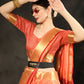 Classic Raw Silk Orange Patch Border Saree
