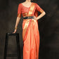 Classic Raw Silk Orange Patch Border Saree