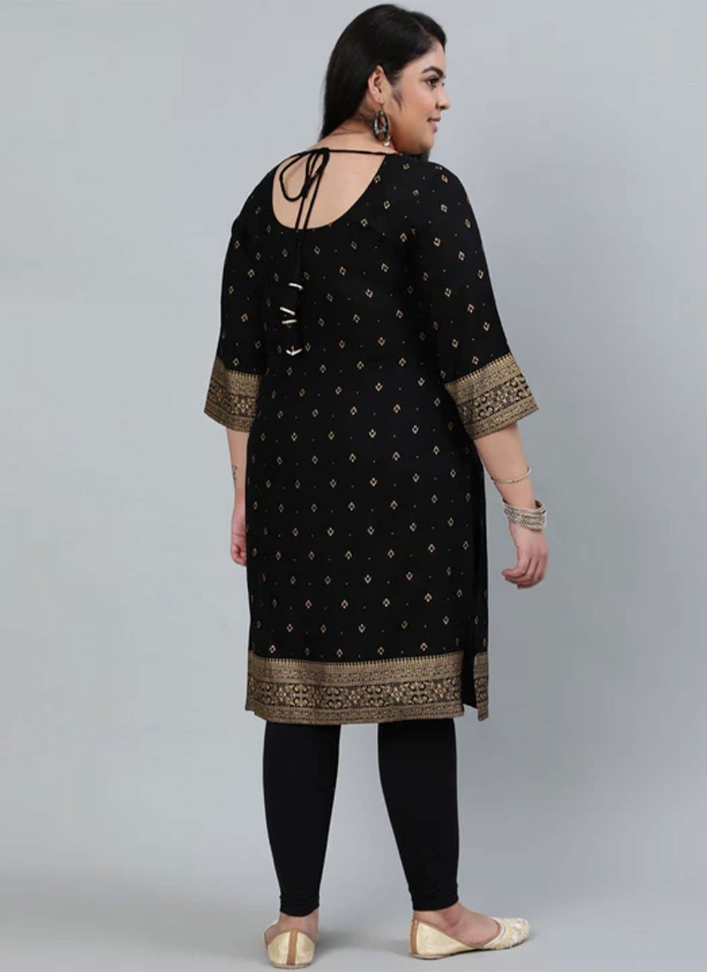 Designer Kurti Rayon Viscose Black Print Kurtis