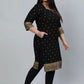 Designer Kurti Rayon Viscose Black Print Kurtis