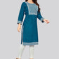 Casual Kurti Rayon Blue Embroidered Kurtis