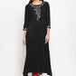 Casual Kurti Rayon Black Embroidered Kurtis