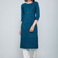 Designer Kurti Rayon Blue Chikankari Work Kurtis