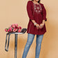 Casual Kurti Rayon Maroon Embroidered Kurtis