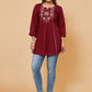 Casual Kurti Rayon Maroon Embroidered Kurtis