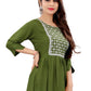 Casual Kurti Rayon Green Embroidered Kurtis