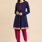 Designer Kurti Rayon Blue Embroidered Kurtis