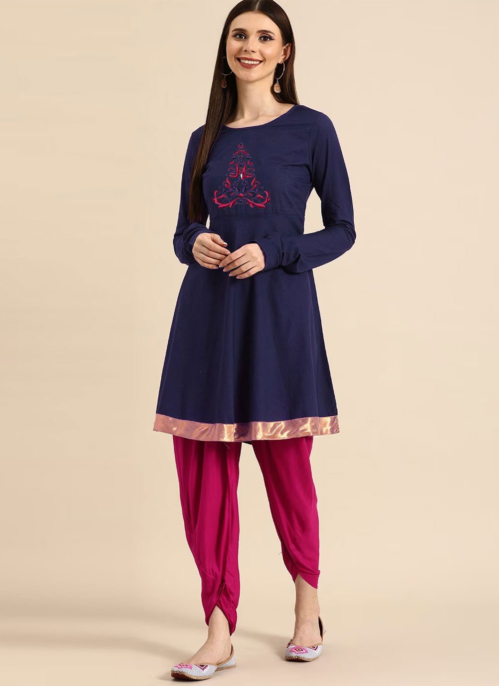 Designer Kurti Rayon Blue Embroidered Kurtis