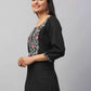 Party Wear Kurti Rayon Black Embroidered Kurtis