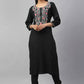 Party Wear Kurti Rayon Black Embroidered Kurtis