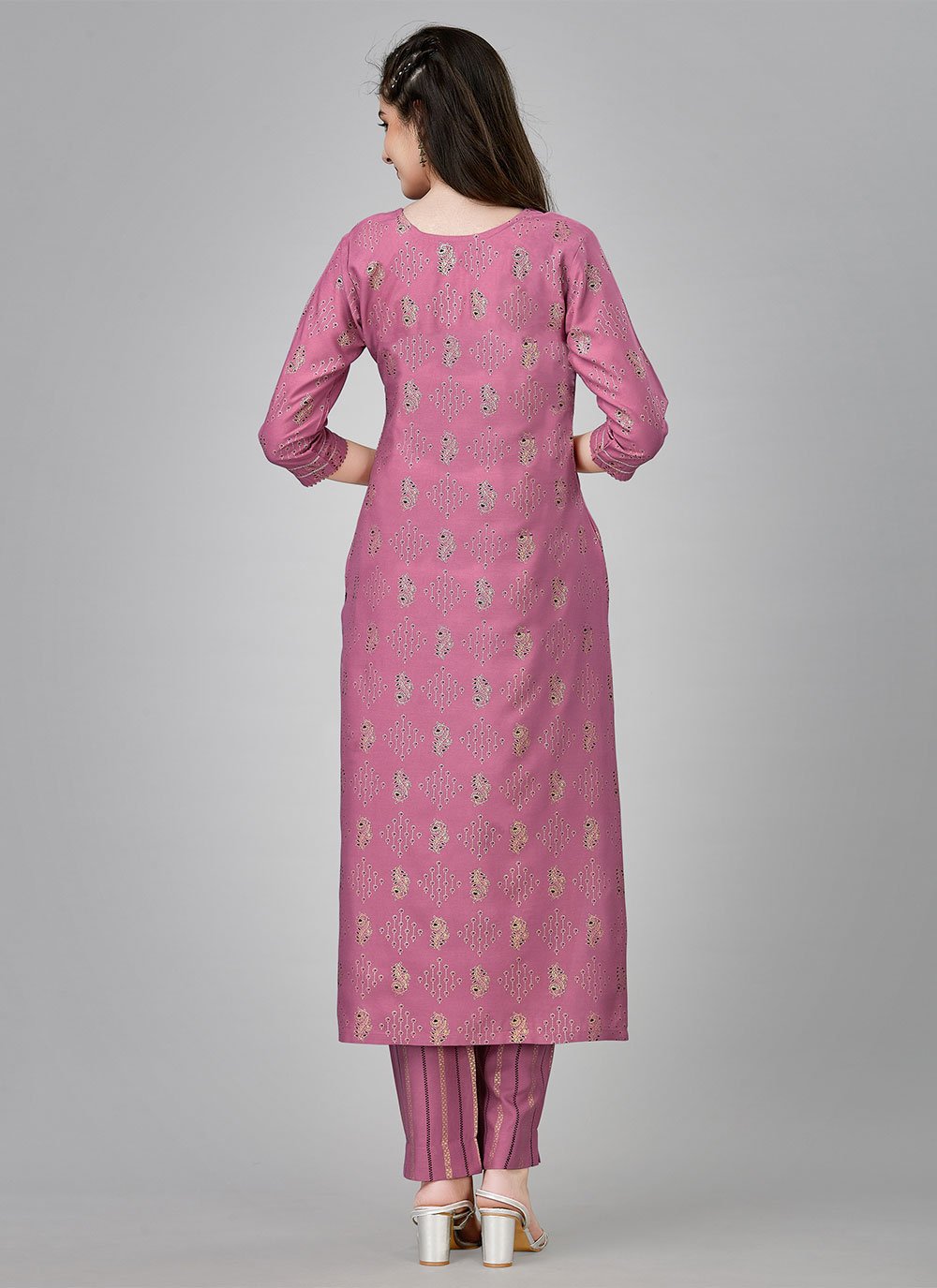 Party Wear Kurti Rayon Lavender Embroidered Kurtis