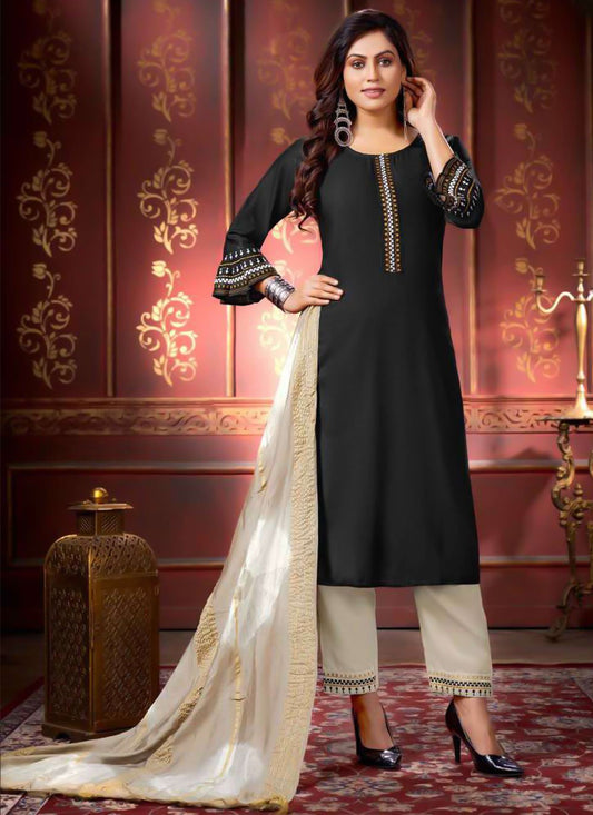 Salwar Suit Rayon Grey Embroidered Salwar Kameez