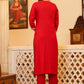 Salwar Suit Rayon Red Embroidered Salwar Kameez