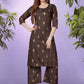 Designer Kurti Rayon Brown Fancy Work Kurtis