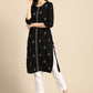 Party Wear Kurti Rayon Black Embroidered Kurtis