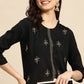 Party Wear Kurti Rayon Black Embroidered Kurtis