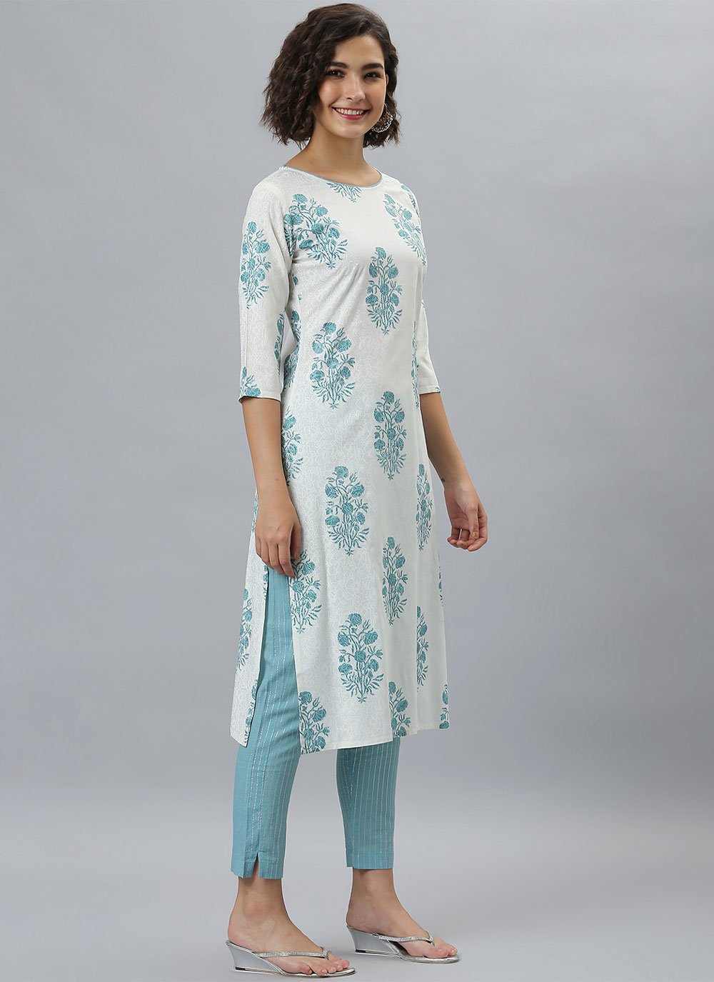 Salwar Suit Rayon Multi Colour Floral Patch Salwar Kameez