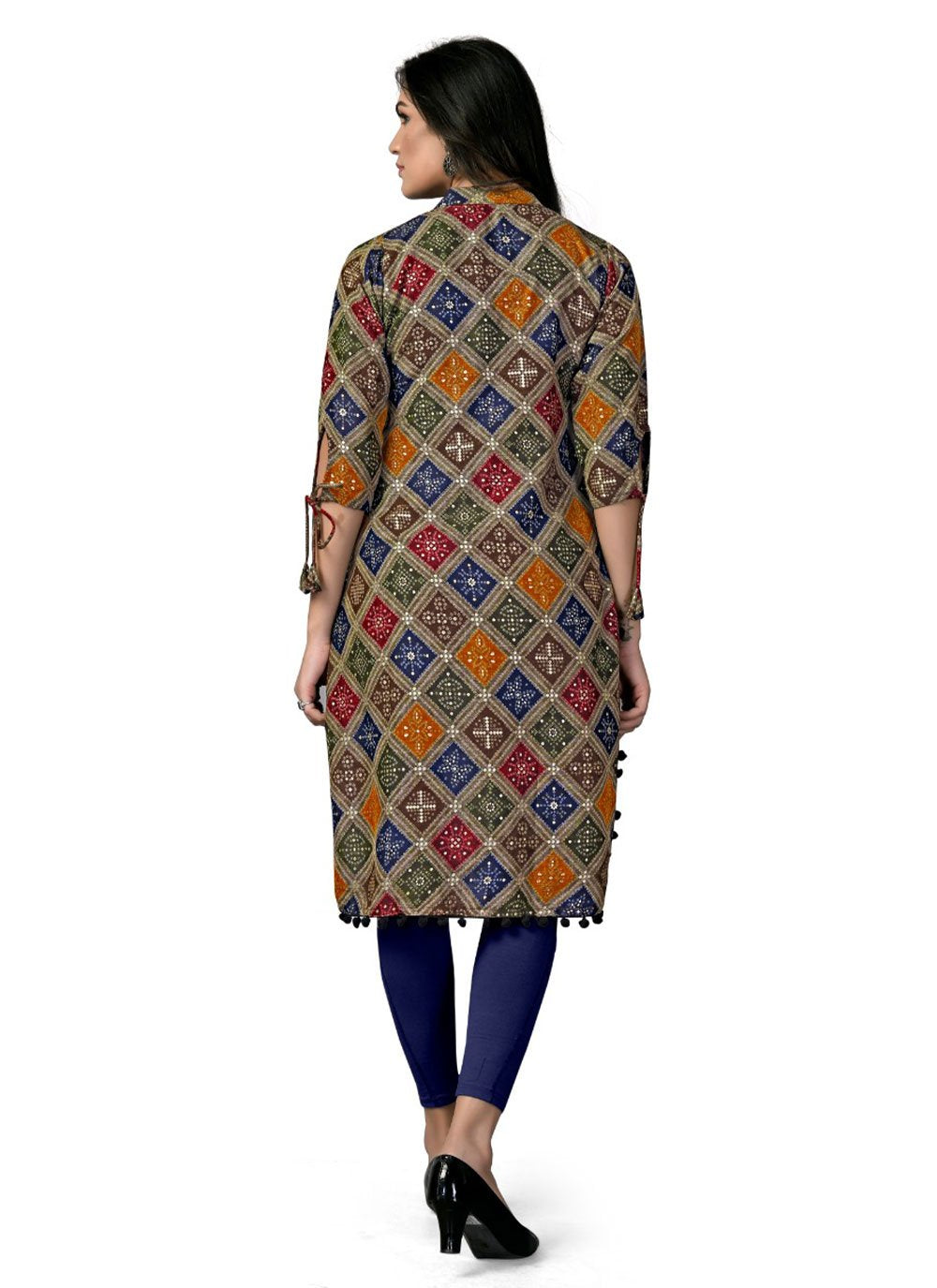 Casual Kurti Rayon Multi Colour Foil Print Kurtis