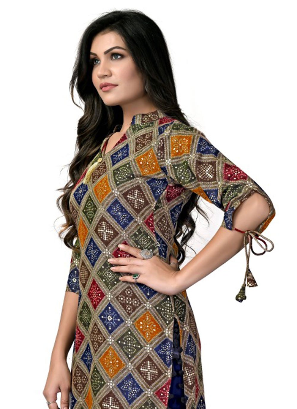 Casual Kurti Rayon Multi Colour Foil Print Kurtis