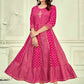 Designer Gown Rayon Pink Foil Print Gown