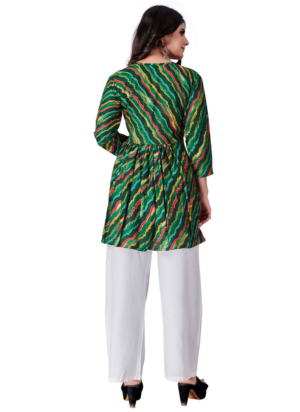 Casual Kurti Cotton Rayon Green Foil Print Kurtis