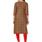 Casual Kurti Rayon Green Foil Print Kurtis