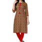 Casual Kurti Rayon Green Foil Print Kurtis