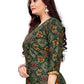 Party Wear Kurti Rayon Green Foil Print Kurtis