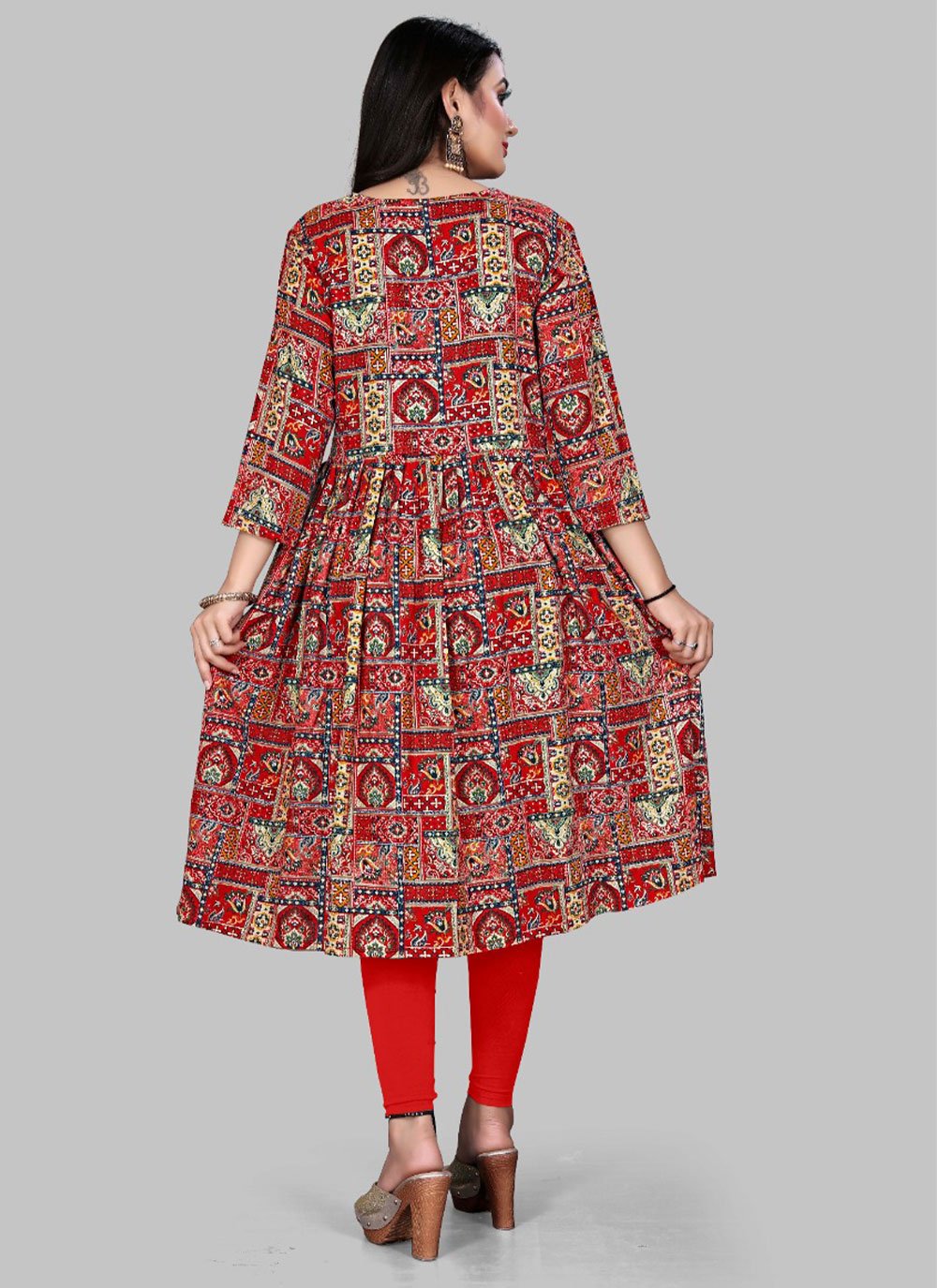 Party Wear Kurti Rayon Viscose Multi Colour Foil Print Kurtis