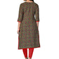 Party Wear Kurti Rayon Green Foil Print Kurtis