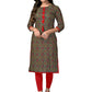 Party Wear Kurti Rayon Green Foil Print Kurtis