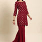 Salwar Suit Rayon Wine Foil Print Salwar Kameez