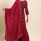 Salwar Suit Rayon Wine Foil Print Salwar Kameez