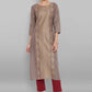 Casual Kurti Rayon Grey Foliage Print Kurtis