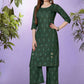 Designer Kurti Rayon Green Fancy Work Kurtis