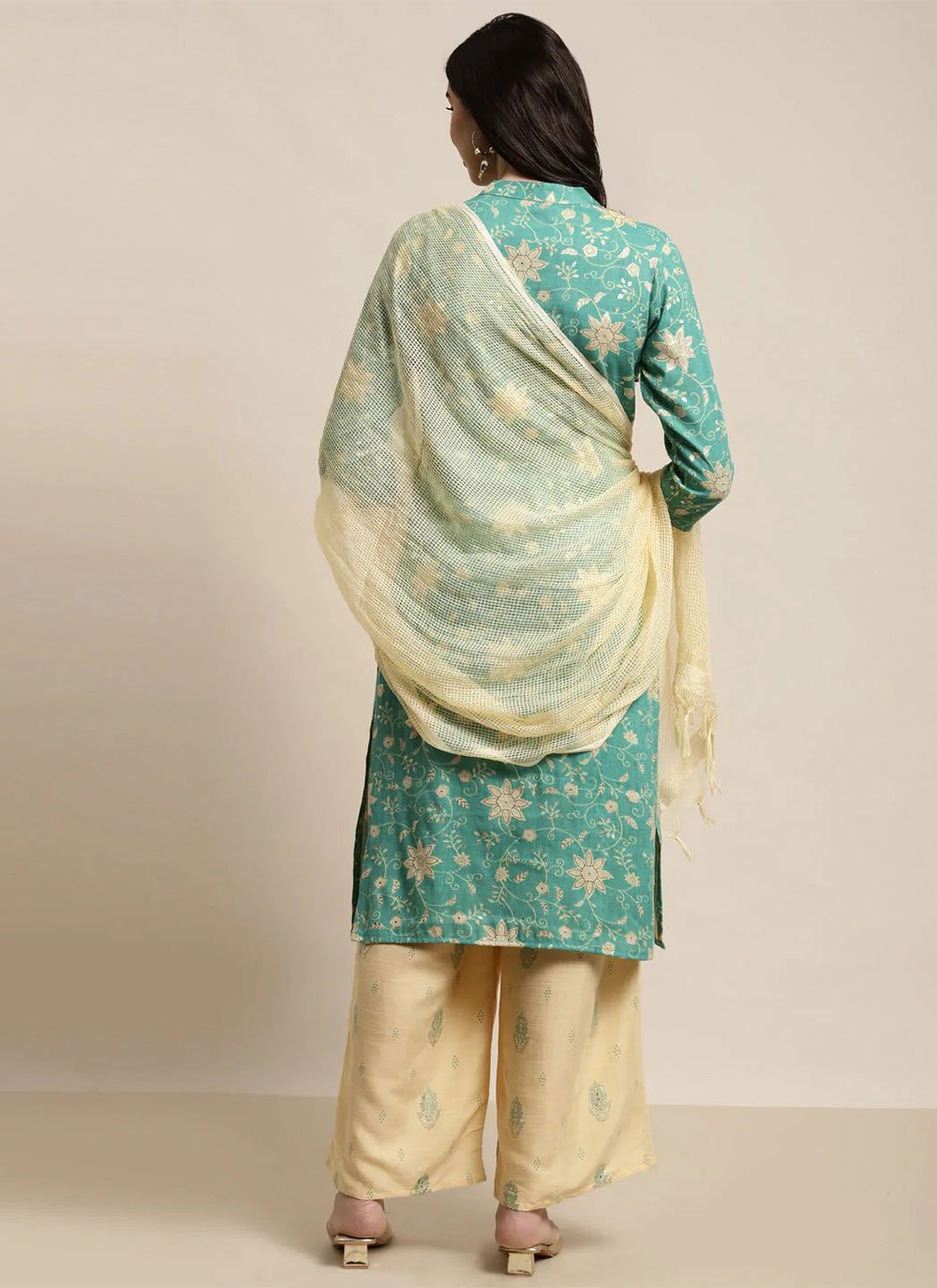 Salwar Suit Rayon Green Floral Patch Salwar Kameez