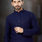 Kurta Pyjama Rayon Blue Lucknowi Work Mens