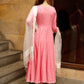 Pant Style Suit Rayon Pink Lace Salwar Kameez